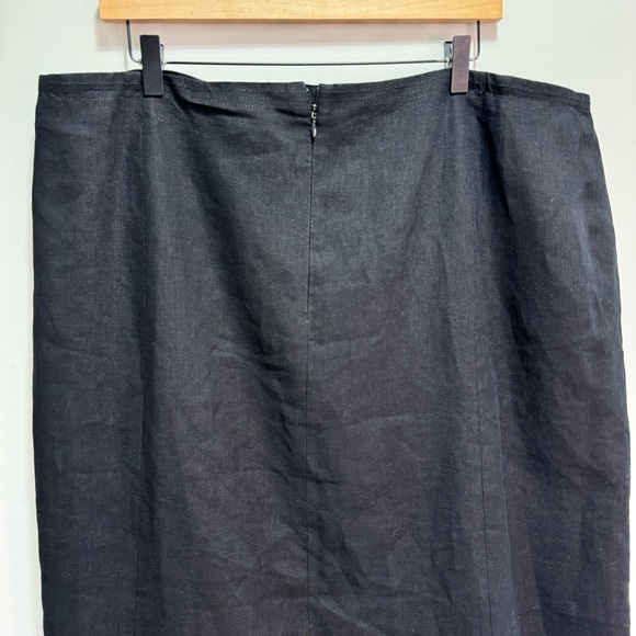 Talbots Black 100% Linen Midi Skirt Size 24 Neutral - Picture 4 of 8